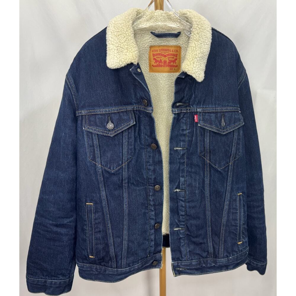 Levi’s Sherpa Denim Jacket L | Cozy Fall Layering Retro 90s Vibe